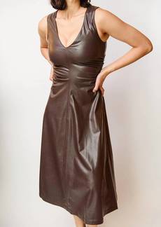 Amanda Uprichard Sabal Faux Leather Midi Dress In Chocolate