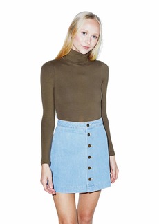 American Apparel Women's Denim Button Front A-Line Mini Skirt