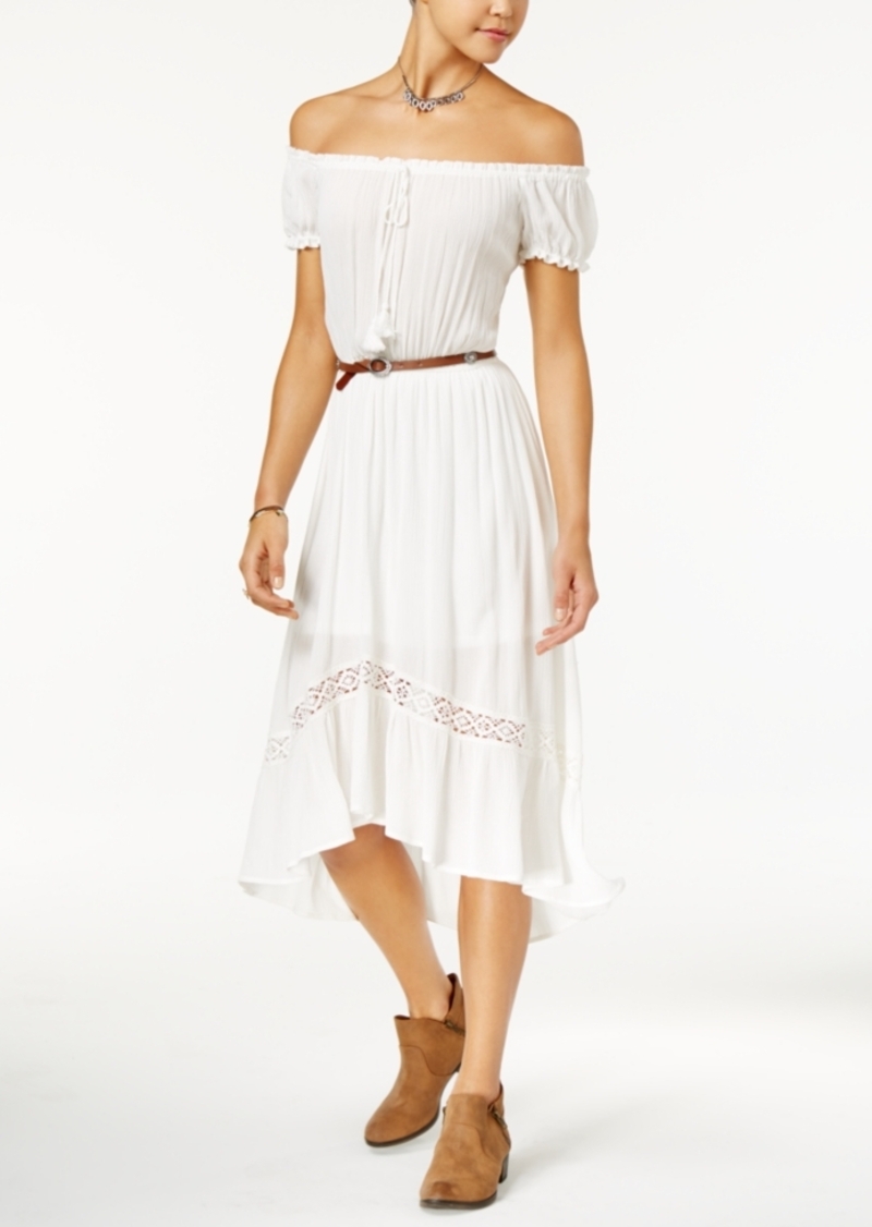 white off the shoulder peasant dress