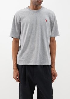 Ami - Ami De Caur-logo Organic-cotton Jersey T-shirt - Mens - Grey
