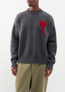 Ami - Ami De Caur-logo Wool Sweater - Mens - Grey