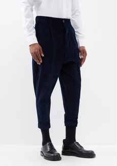 Ami - Cropped Cotton-corduroy Tapered Trousers - Mens - Navy