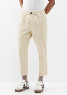 Ami - Pleated Cotton-gabardine Cropped Trousers - Mens - Cream