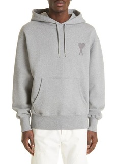 AMI Alexandre Mattiussi Ami de Coeur Embroidered Organic Cotton Hoodie in Heather Grey at Nordstrom