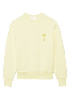AMI Alexandre Mattiussi Ami de Couer Embroidered Organic Cotton Sweatshirt in Pale Yellow at Nordstrom