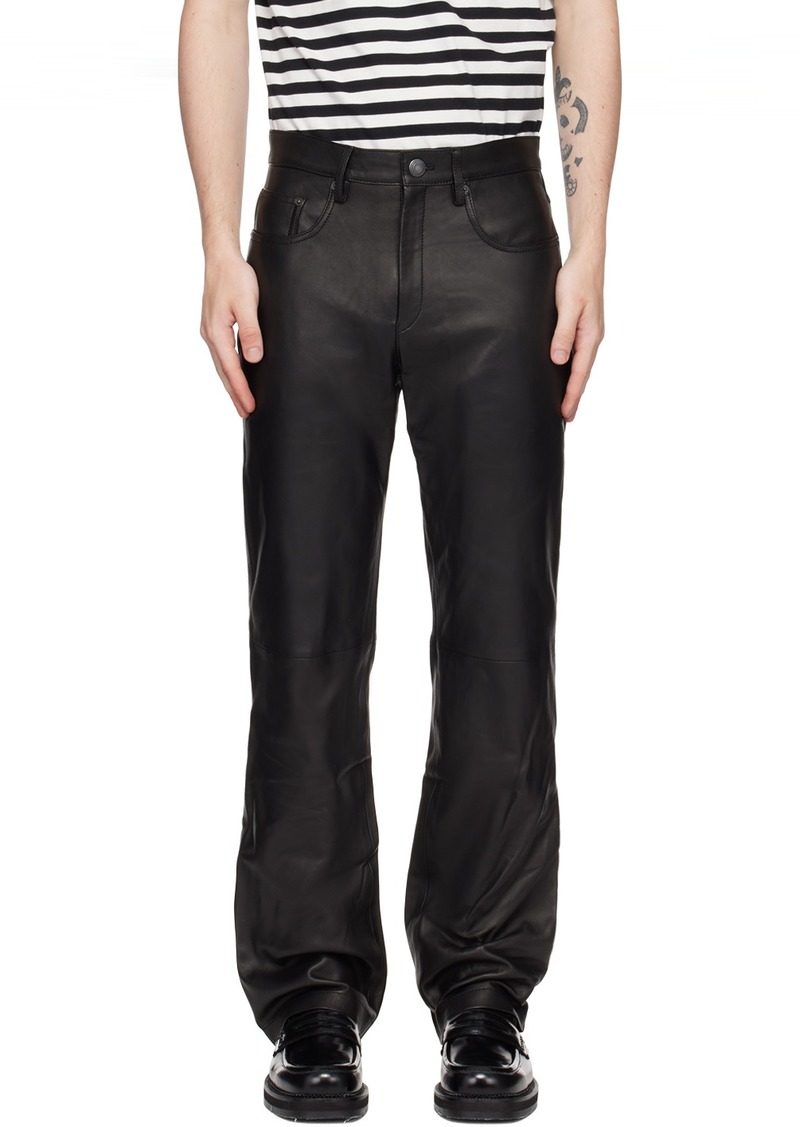 AMI Paris Black Straight-Fit Leather Pants