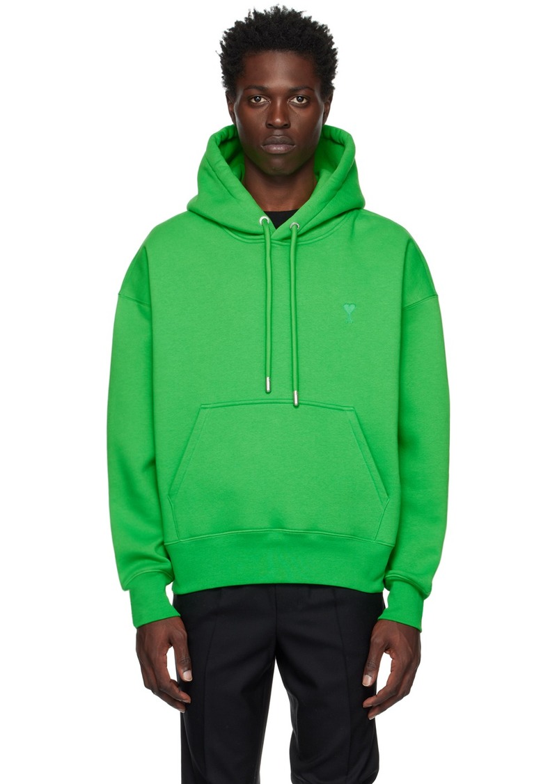 AMI Paris Green Ami De Coeur Hoodie