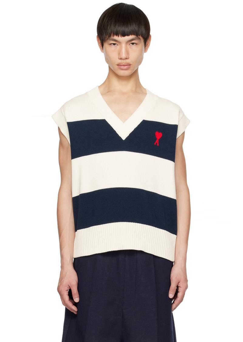 AMI Paris Navy & Off-White Ami de Caur Vest