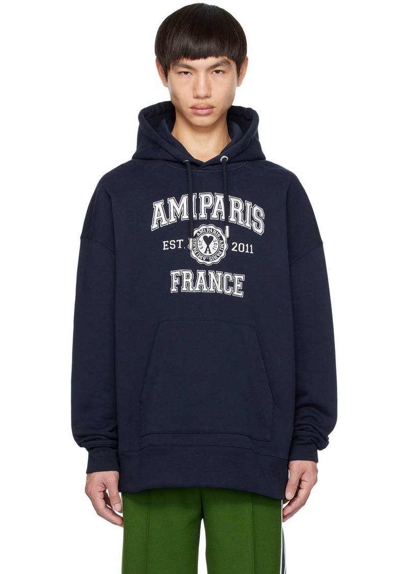 AMI Paris Navy 'Ami Paris France' Hoodie