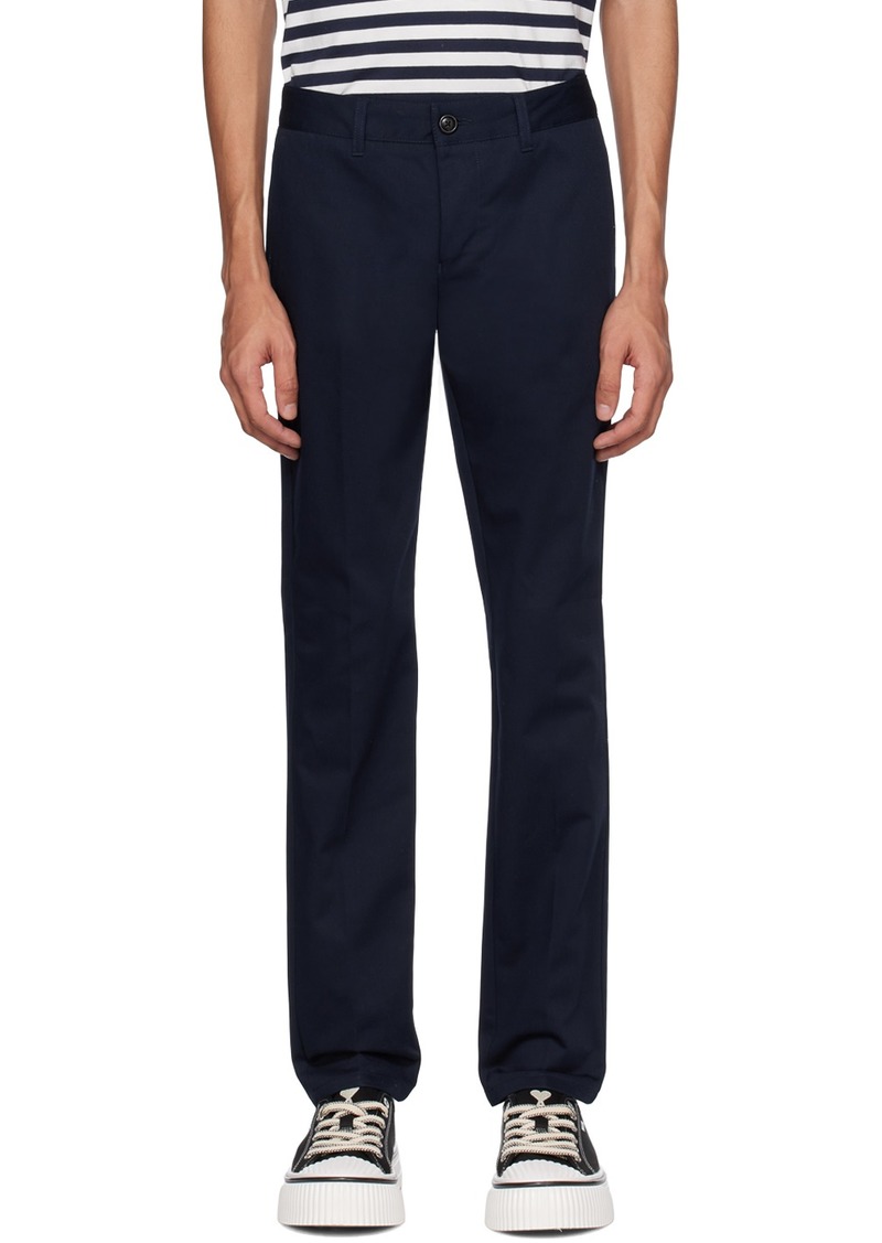 AMI Paris Navy Straight-Leg Trousers