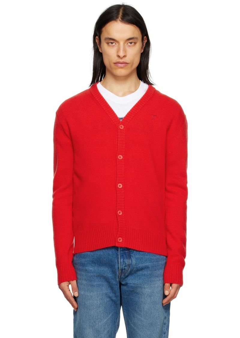 AMI Paris Red Ami de Caur Cardigan