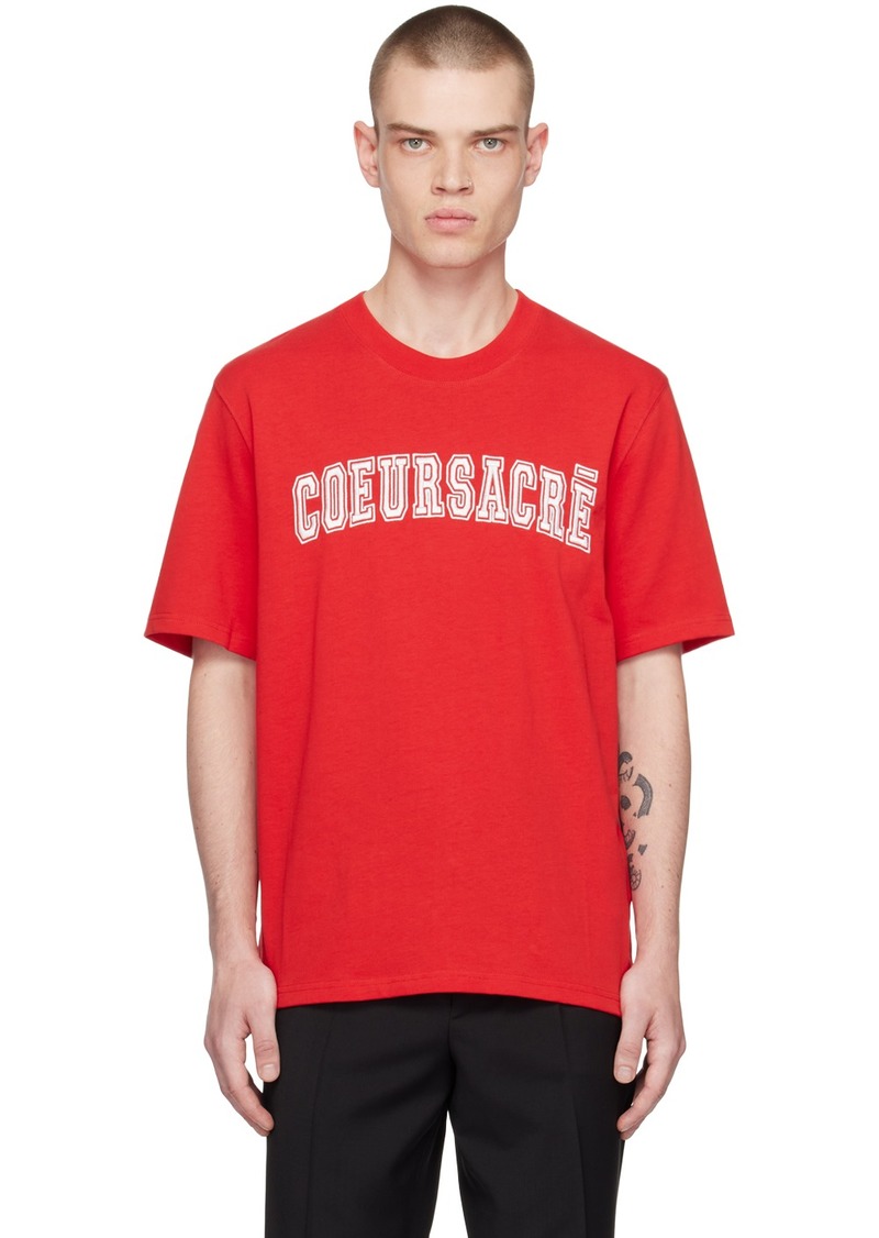 AMI Paris Red 'Coeur Sacré' T-Shirt