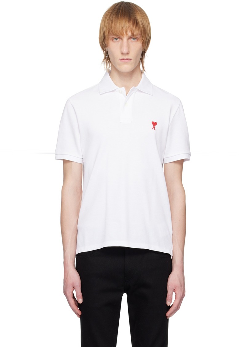 AMI Paris White Ami de Caur Polo