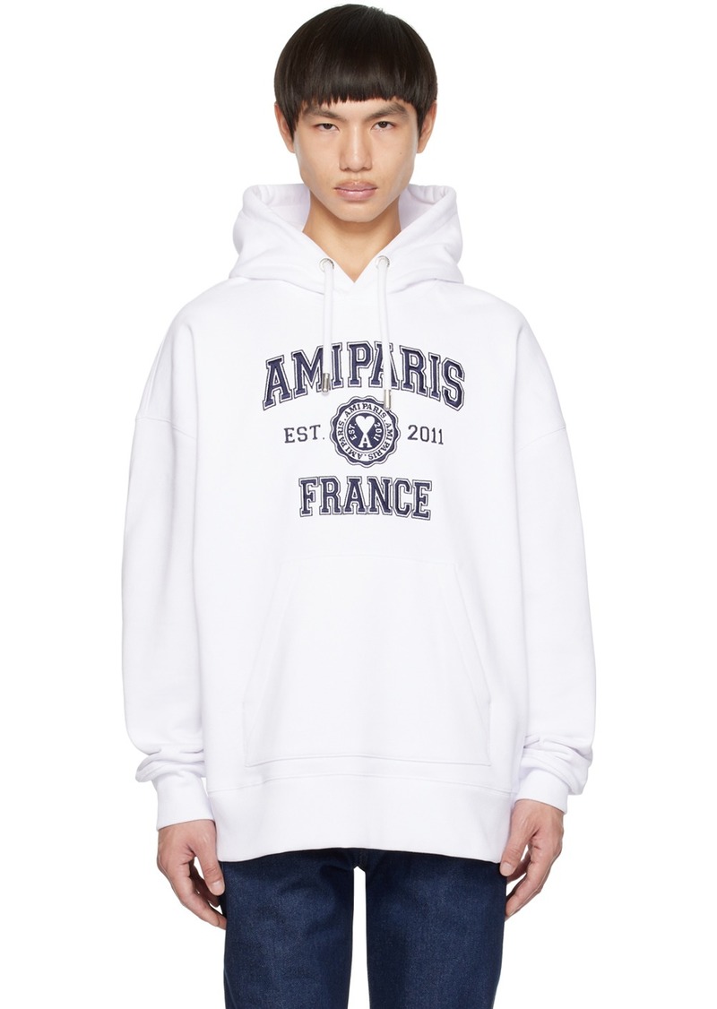 AMI Paris White 'Ami Paris France' Hoodie