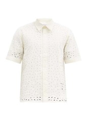 AMI Broderie-anglaise cotton-poplin shirt