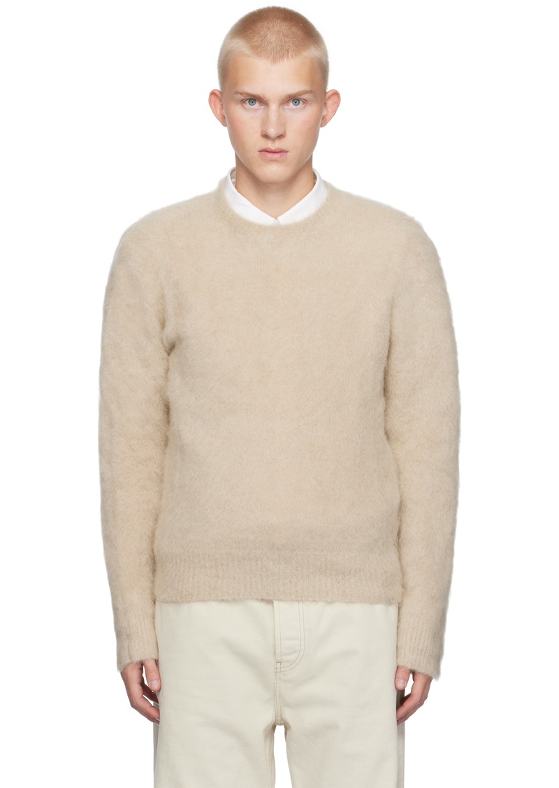 AMI Paris Beige Alpaca Mohair Brushed Sweater