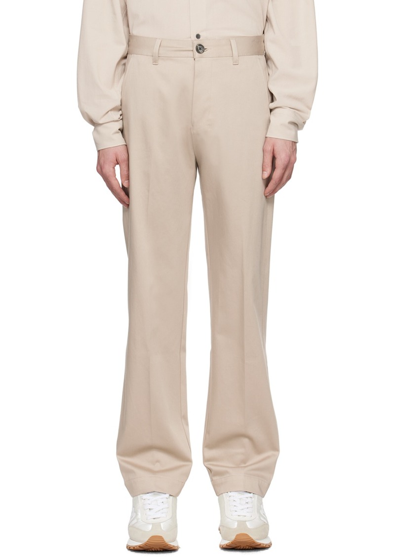 AMI Paris Beige Button-Fly Trousers