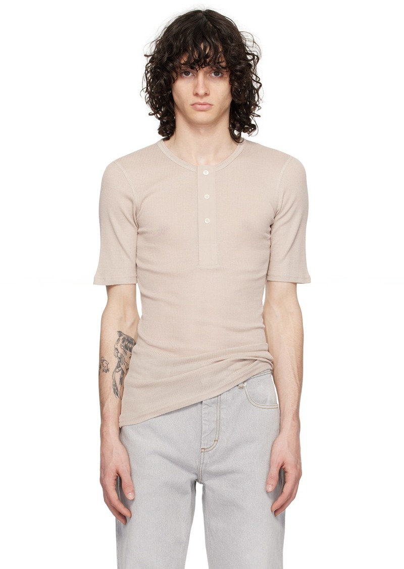 AMI Paris Beige Ribbed Henley