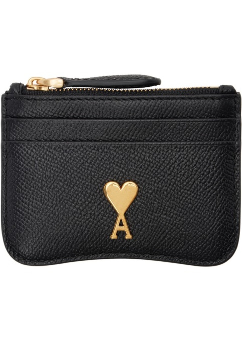 AMI Paris Black Paris Paris Zipped Card Holder