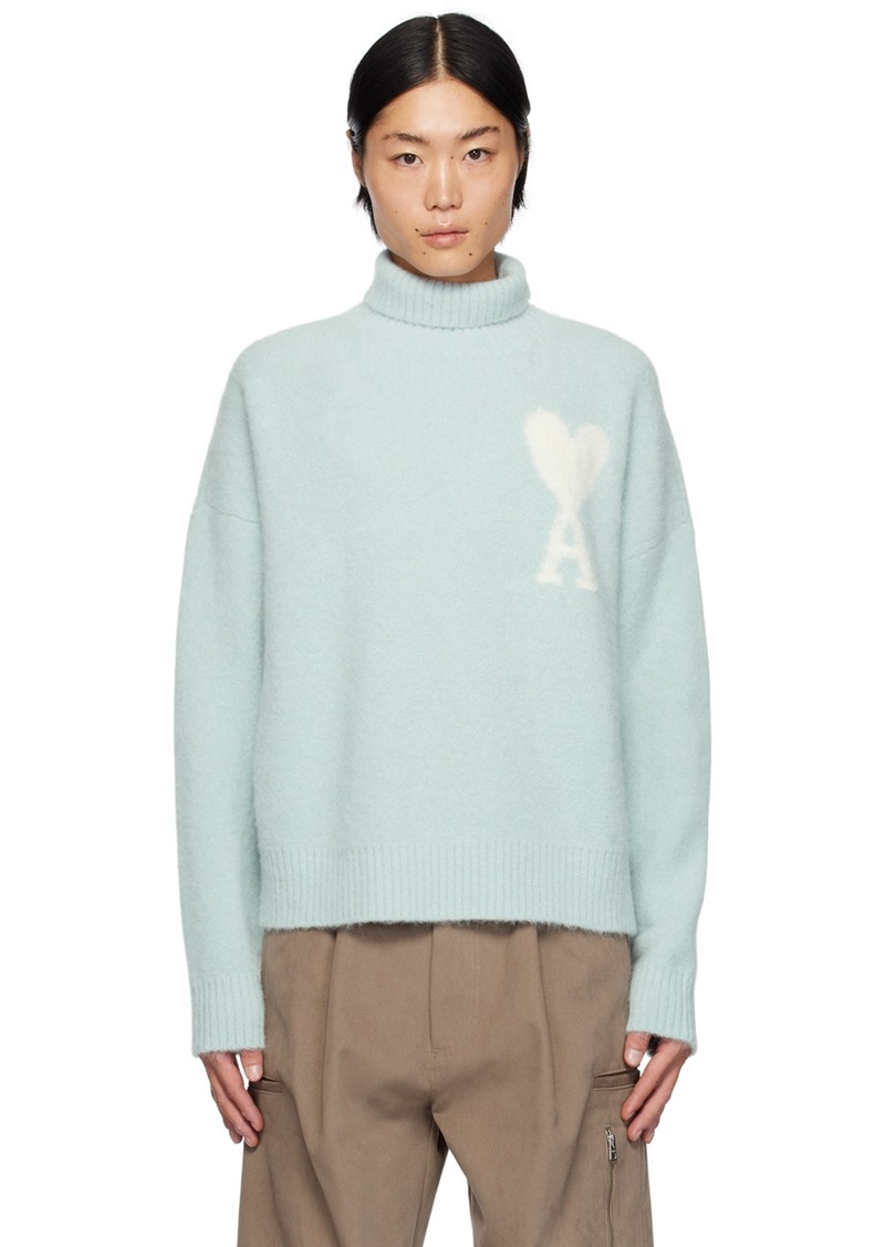 AMI Paris Blue Ami de Caur Turtleneck