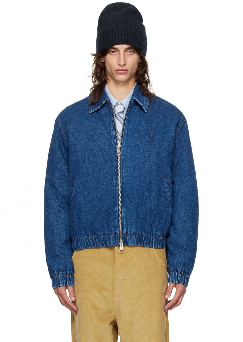 AMI Paris Blue Ami De Caur Zipped Denim Jacket