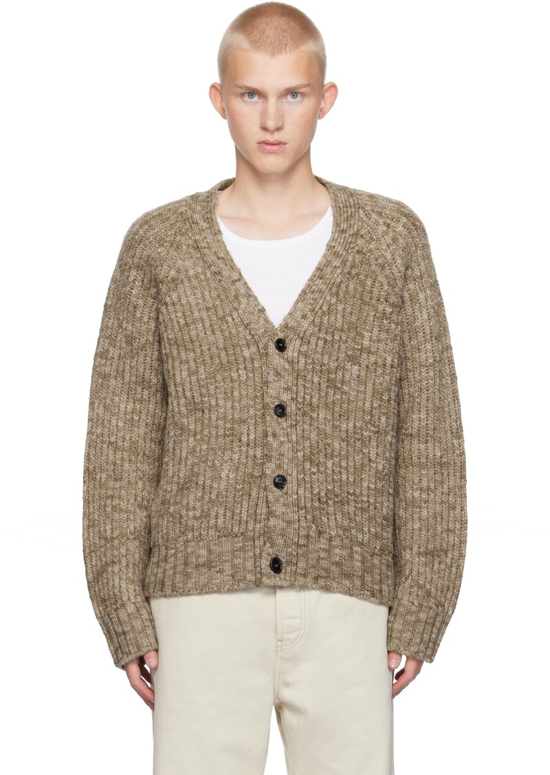 AMI Paris Brown Ribbed Cardigan