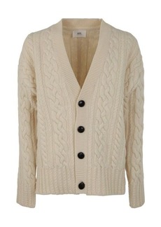 AMI PARIS CABLE KNITTED CARDIGAN CLOTHING