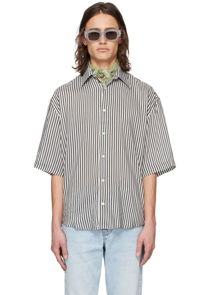 AMI Paris Gray & Off-White Stripe Shirt