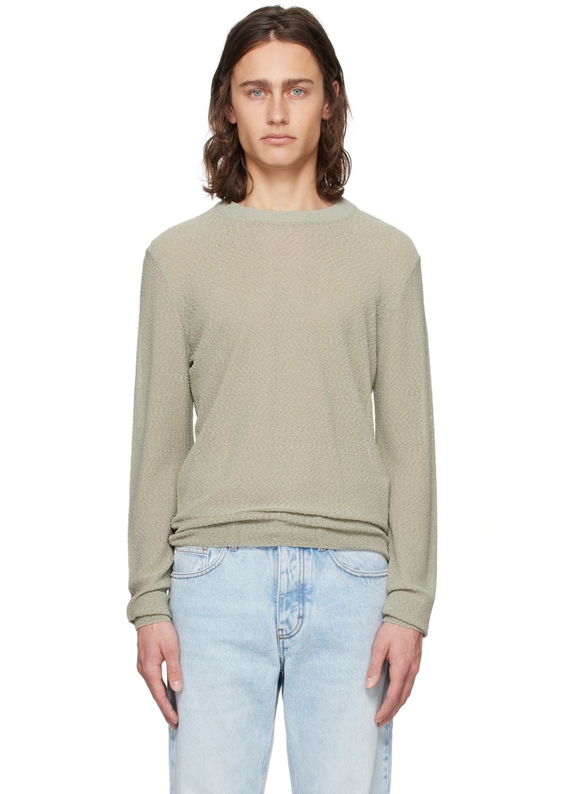 AMI Paris Khaki Semi-Sheer Sweater