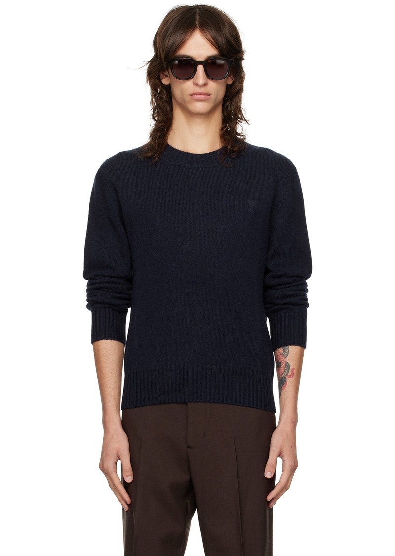 AMI Paris Navy Cashmere Ami De Caur Sweater