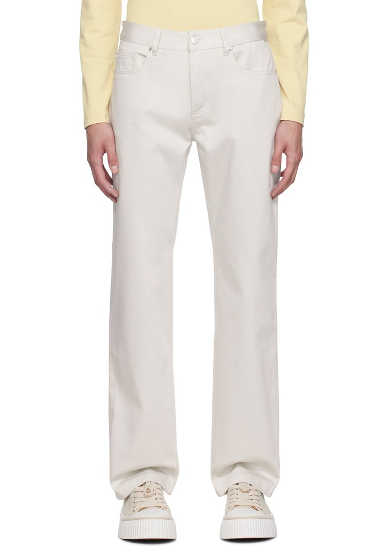 AMI Paris Off-White Straight Fit Trousers