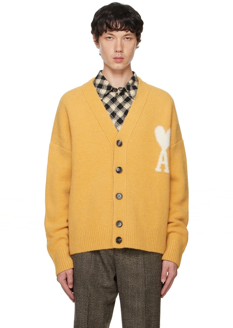 AMI Paris Yellow Ami De Caur Cardigan