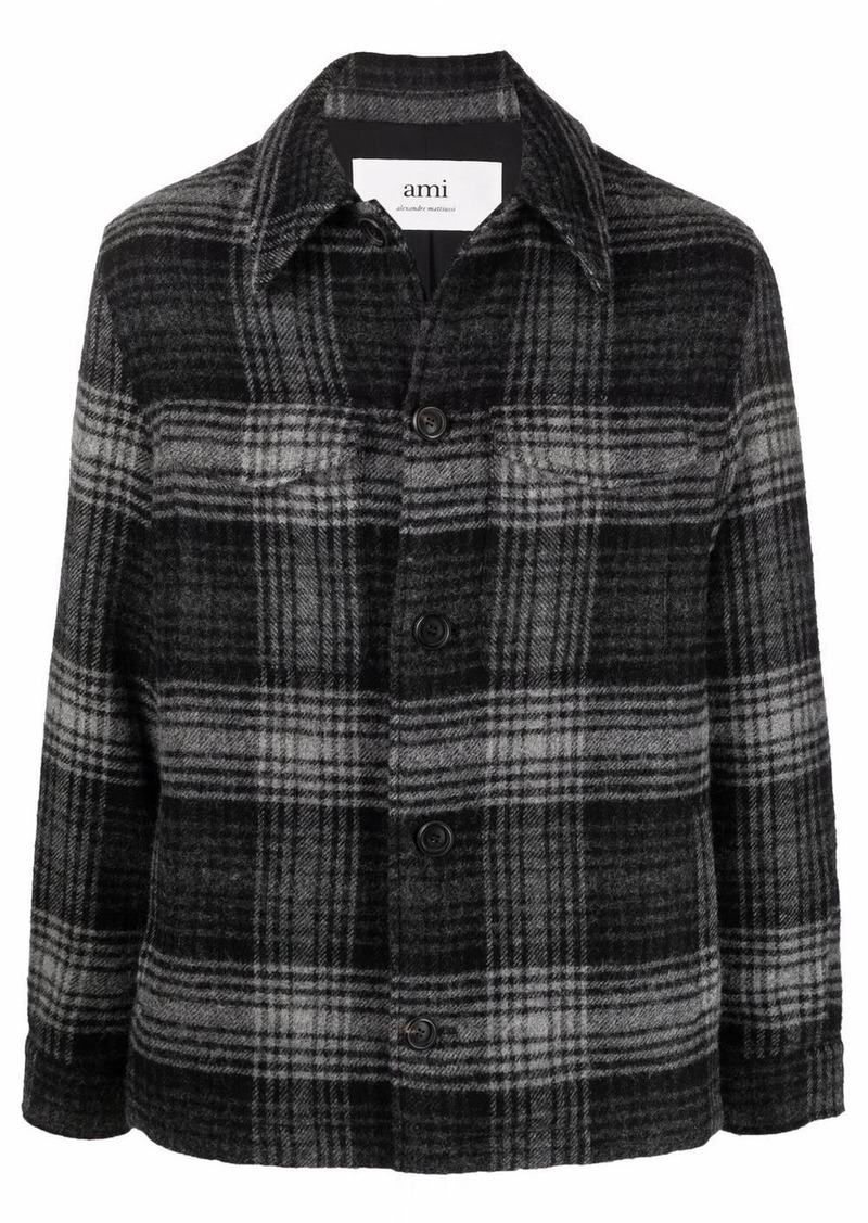 AMI checked button-up shirt jacket