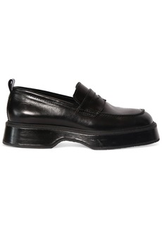 AMI Leather Squared Toe Loafers