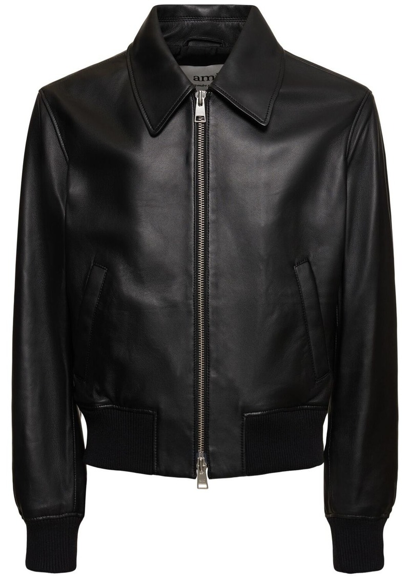 AMI Leather Zip Jacket