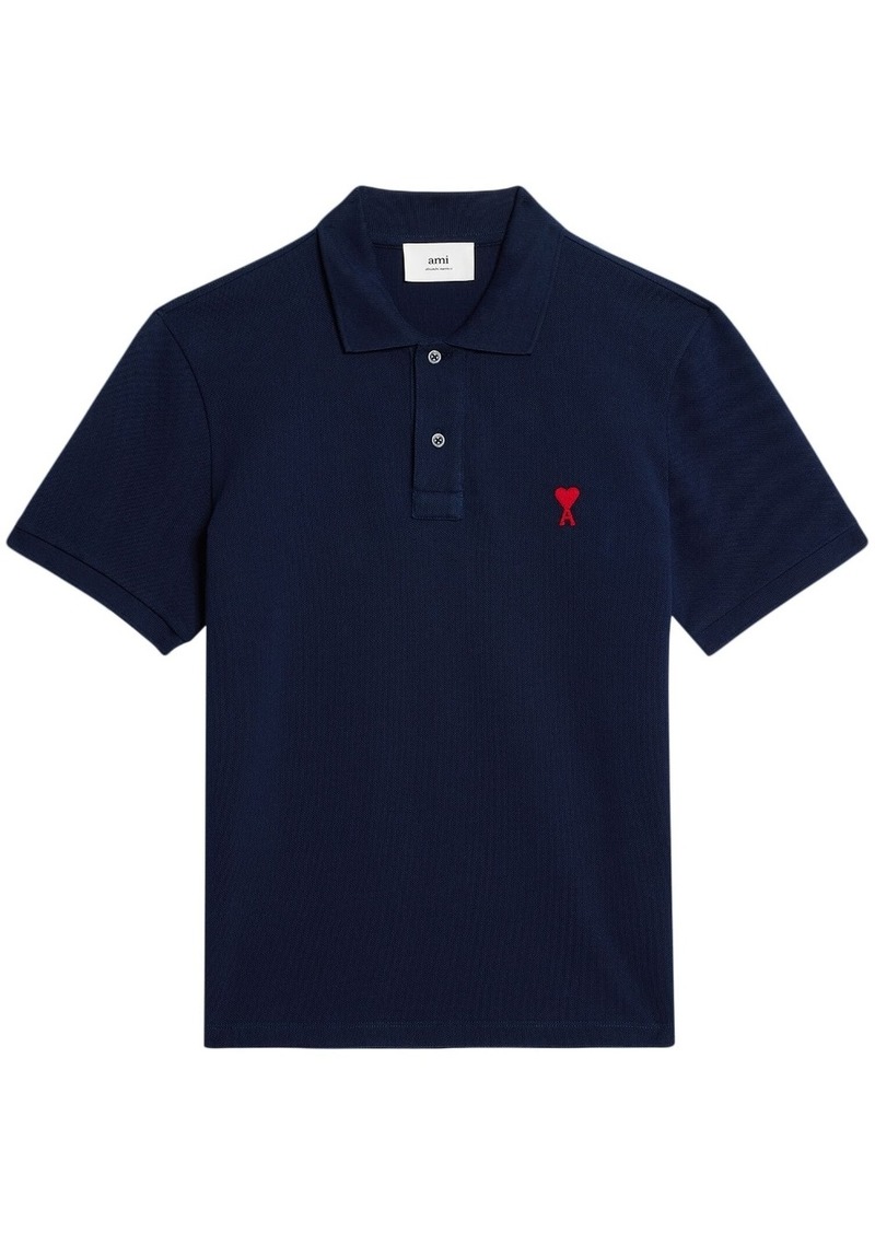 AMI logo-embroidered polo shirt