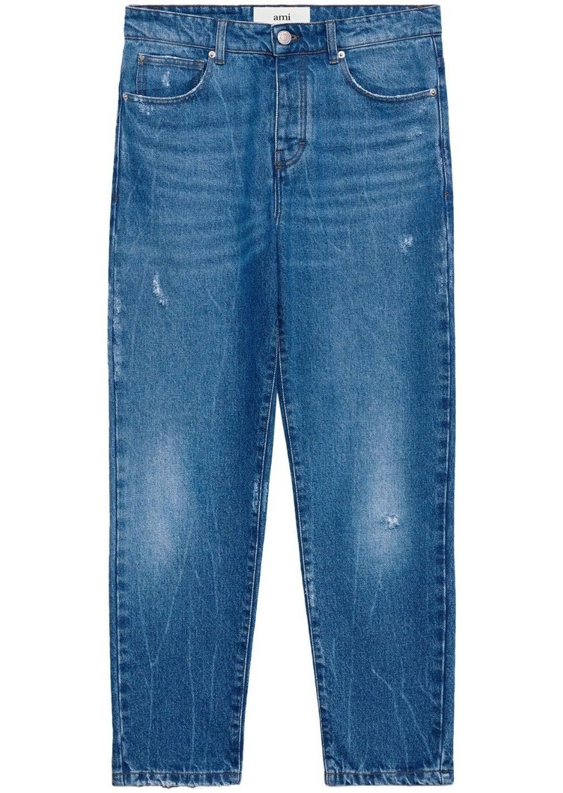 AMI logo-patch straight-leg jeans