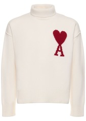 AMI Logo Wool Turtleneck Sweater