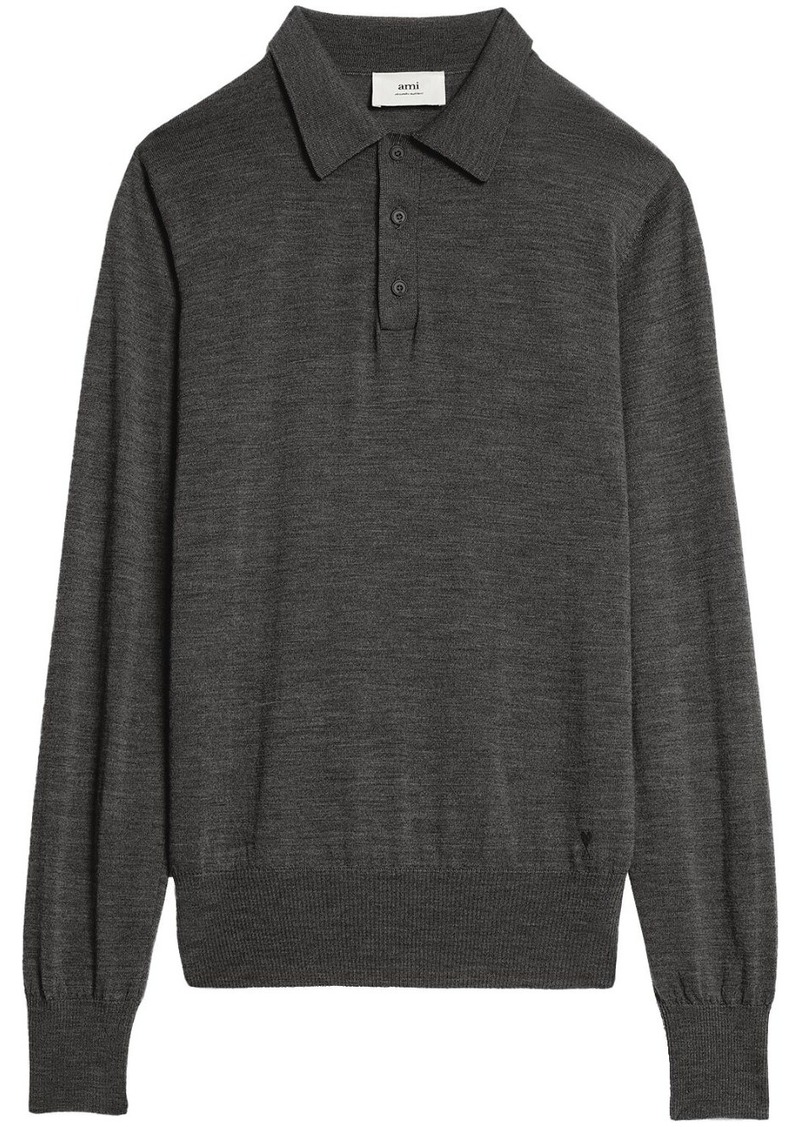 AMI long-sleeve merino polo shirt