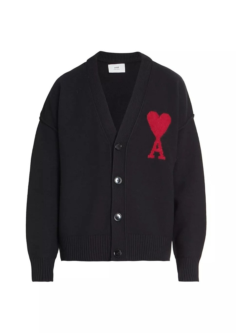 AMI Monogram Wool Cardigan