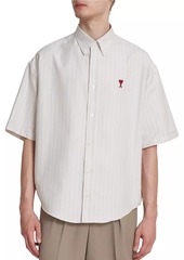 AMI Pinstriped Cotton Boxy-Fit Shirt