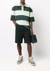 AMI striped logo-patch polo shirt