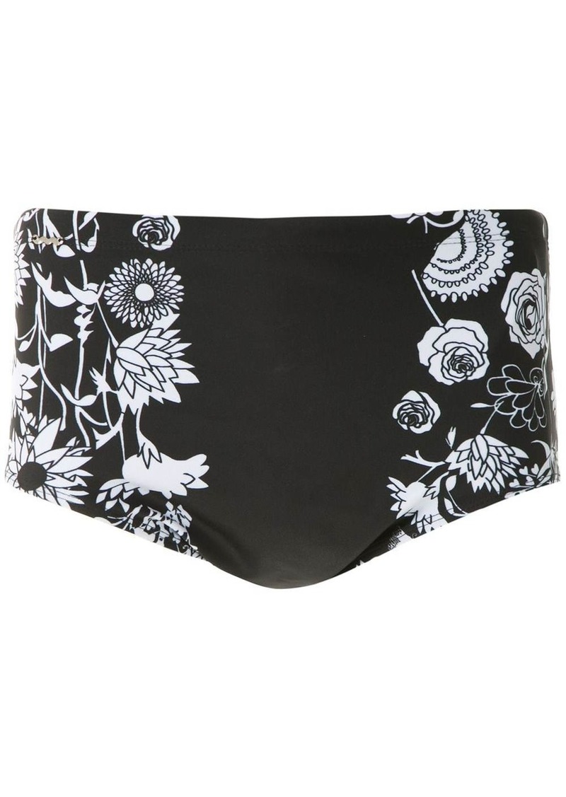 AMIR Hibiscus flowers print swim trunks