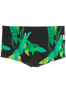 AMIR leaf-print swimming trunks