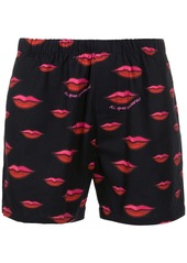 AMIR lips-pattern cotton shorts