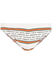 AMIR striped slogan-print swimming trunks