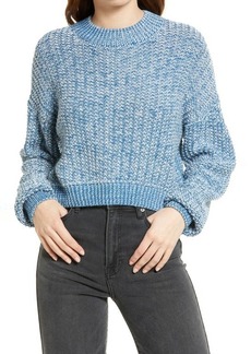 AMO Passion Mélange Knit Crop Sweater in Sky at Nordstrom