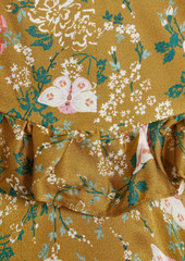 AMUR - Cutout tiered silk-satin maxi dress - Yellow - US 8