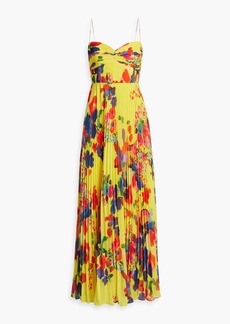 AMUR - Dawson floral-print pleated chiffon gown - Yellow - US 2