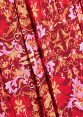 AMUR - Gathered printed woven midi skirt - Red - US 6